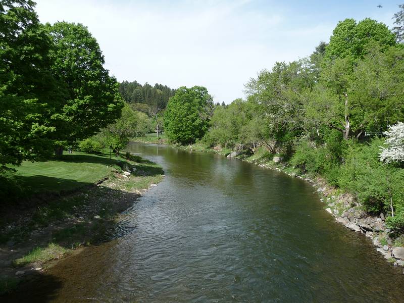 May 15, 2009 - Woodstock, Vermont.<br />The Ottauquechee River downstream from Middle Bridge.