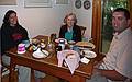 May 23, 2009 - Merrimac, Massachusetts.<br />Melody and Sati at breakfast after a red eye special flight from San Francisco<br />and Joyce, who got up at four a.m. to pick them up.