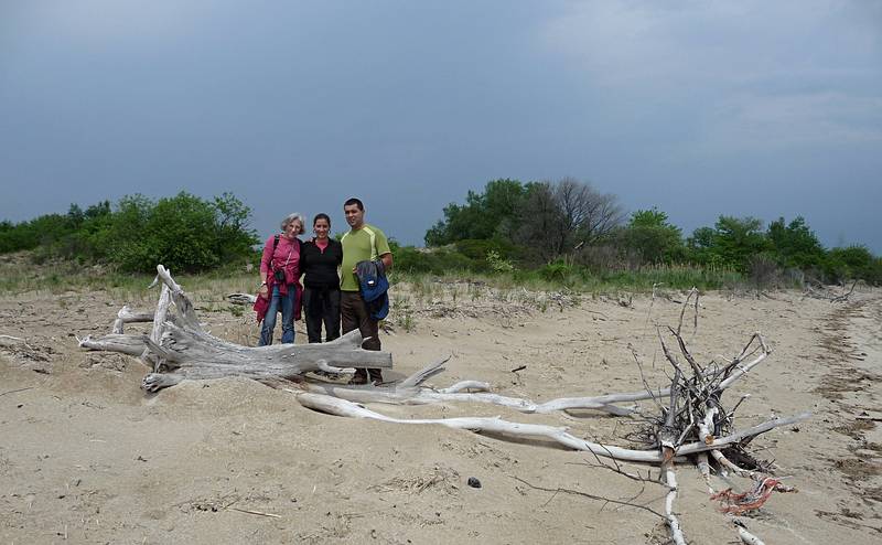 May 24, 2009 - Sandy Point State Reservation, Plum Island, Massachusetts.<br />Joyce, Melody and Sati at the toppled tree.