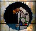 June 7, 2009 - Portsmouth, New Hampshire.<br />Stained glass window in The Library Restaurant.