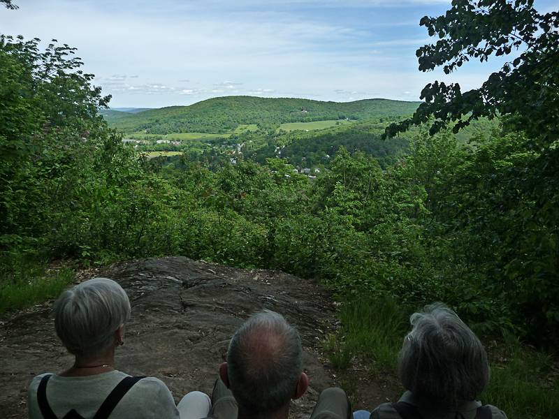 June 8, 2009 - Woodstock, Vermont.<br />Baiba, Ronnie, and Joyce enjoying the view from atop Mount Tom.<br />It is an easy one hour hike from the town.