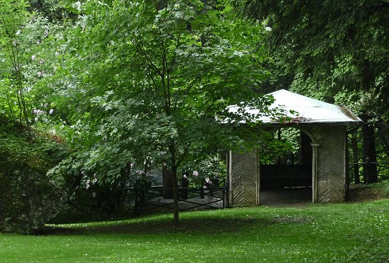 June 9, 2009 - Marsh-Billings-Rockefeller National Park, Woodstock, Vermont.<br />Visiting the mansion and its grounds.<br />A tea house made out of logs.