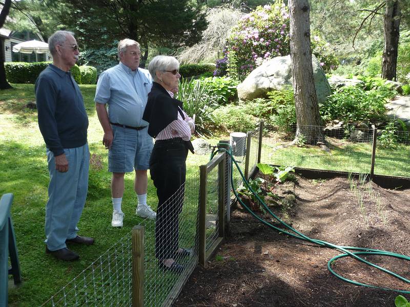 June 12, 2009 - Manchester by the Sea, Massachusetts.<br />Ronnie, Uldis, and Baiba inspecting Uldis' vegetable garden.