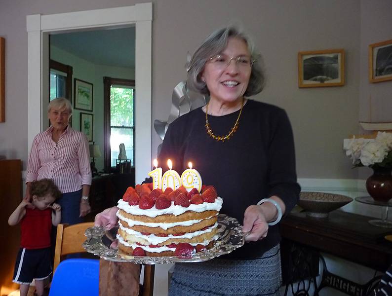 June 13, 2009 - Merrimac, Massachusetts.<br />Joyce and the birthday cake. Who is 109?