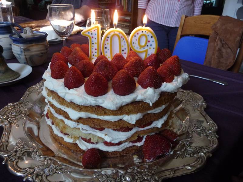 June 13, 2009 - Merrimac, Massachusetts.<br />The birthday cake for both Carl and Egils with the combined age.