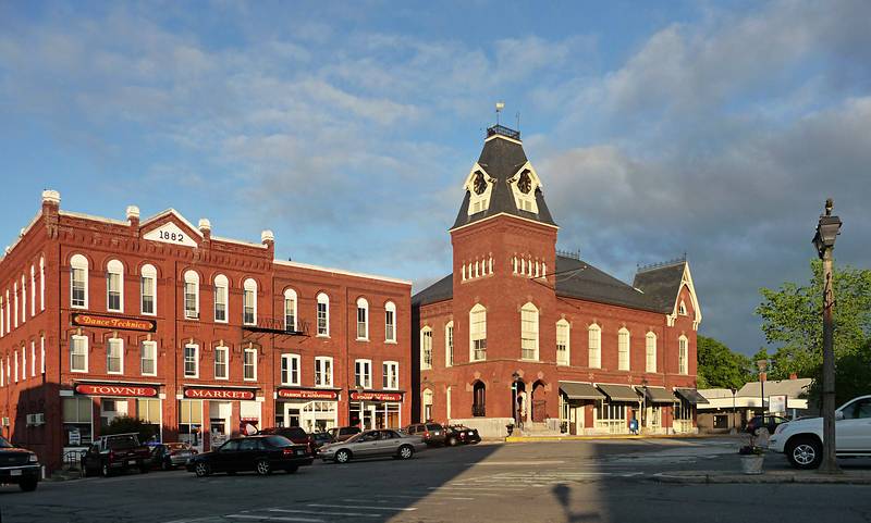 June 19, 2009 - Merrimac, Massachusetts.<br />Merrimac Square with Town Hall on School Street.