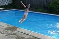 August 25, 2009 - At Marie's resort in Lawrence, Massachusetts.<br />Miranda's first dives into the deep end.