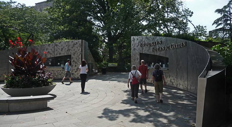 August 21, 2009 - Brooklyn, New York, New York.<br />Baiba, Ronnie, and Joyce at the Eatern Parkway Gate to Brooklyn Botanic Garden.