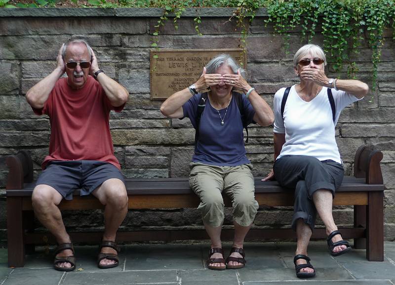 August 21, 2009 - Brooklyn Botanic Garden, Brooklyn, New York, New York.<br />Ronnie, Joyce, and Baiba: hear no evil, see no evil, and speak no evil?