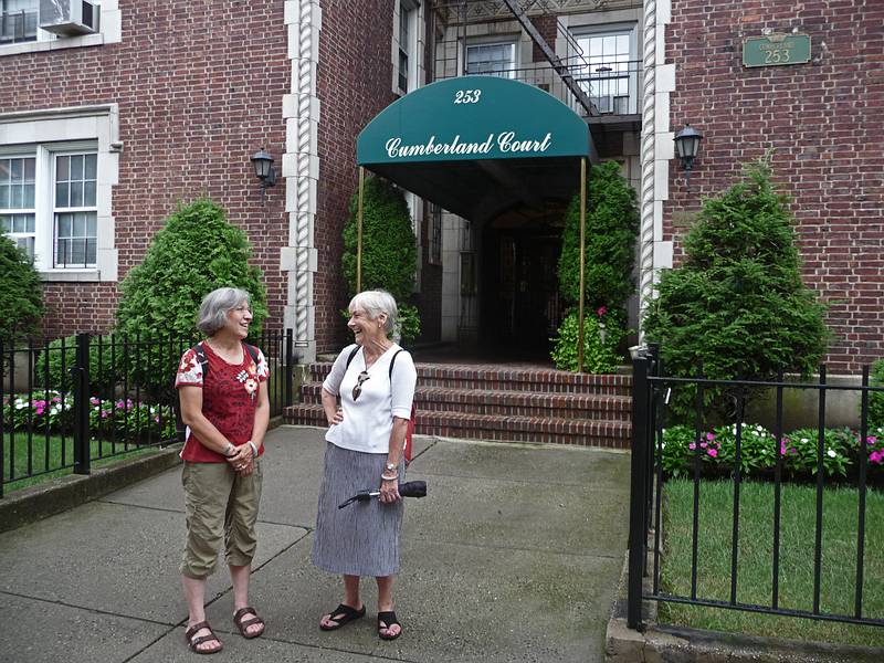 August 22, 2009 - Brooklyn, New York, New York.<br />Joyce and Baiba in front of the building<br />where Baiba and Ronnie rented the apartment for the summer.