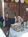 Sept 7, 2009 - At Marie's resort in Lawrence, Massachusetts.<br />Celebrating Paul L's retirement.<br />Paul L. and grilled oysters.