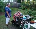 Sept 7, 2009 - At Marie's resort in Lawrence, Massachusetts.<br />Celebrating Paul L's retirement.<br />Norma warming up the towel for Paul L.