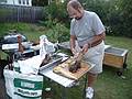 Sept 7, 2009 - At Marie's resort in Lawrence, Massachusetts.<br />Celebrating Paul L's retirement.<br />Dominic carving the leg of lamb.