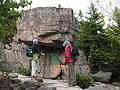 Sept. 25, 2009 - Gorham Mountain Trail, Acadia National Park, Maine.<br />Deb and Joyce reading a plaque in memory of Waldron Bates, the cairn developer.