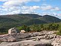 Sept. 25, 2009 - Gorham Mountain Trail, Acadia National Park, Maine.<br />Cadillac Mountain on the horizon with Dorr Mountain in front of it.