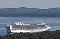 Sept. 26, 2009 - Acadia National Park, Maine.<br />The cruise ship Crown Princess in Bar Harbor (or rather behind Bar Island).<br />The ship is shot from a distance throught thermally disturbed air.