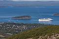 Sept. 26, 2009 - Acadia National Park, Maine.<br />The Norwegian Spirit at Bar Harbor, seen from atop Cadillac Mountain (~3.5 miles away).