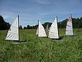 Sept. 14, 2009 - Outdoor Sculpture at Maudslay State Park, Newburyport, Massachusetts.<br />Brittanie and Vivienne Metcalf, 'Waltzing Sails'.