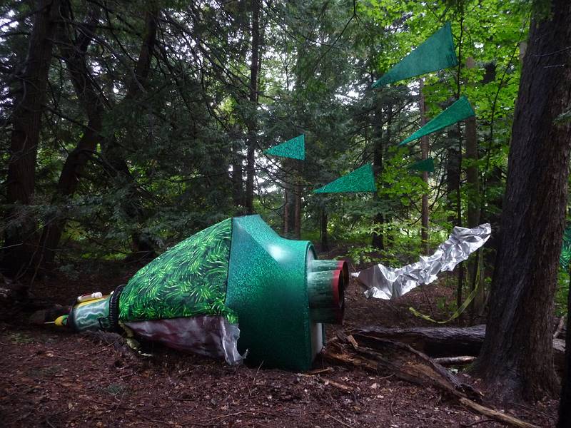 Sept. 12, 2009 - Outdoor Sculpture at Maudslay State Park, Newburyport, Massachusetts.<br />Kate and Garry Zwick, 'Hoax or Coincidence?'.