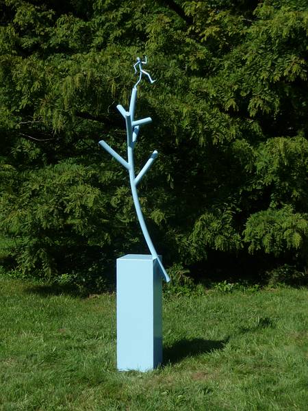 Sept. 13, 2009 - Outdoor Sculpture at Maudslay State Park, Newburyport, Massachusetts.<br />Joyce Audy Zarins, 'The Whistler', painted steel.