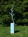 Sept. 13, 2009 - Outdoor Sculpture at Maudslay State Park, Newburyport, Massachusetts.<br />Joyce Audy Zarins, 'The Whistler', painted steel.