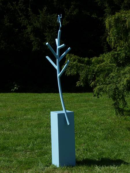 Sept. 14, 2009 - Outdoor Sculpture at Maudslay State Park, Newburyport, Massachusetts.<br />Joyce Audy Zarins, 'The Whistler', painted steel.