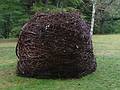 Sept. 12, 2009 - Outdoor Sculpture at Maudslay State Park, Newburyport, Massachusetts.<br />Lisa Victoria, 'Orb', armature wire, various vines, trimmings, stakes.