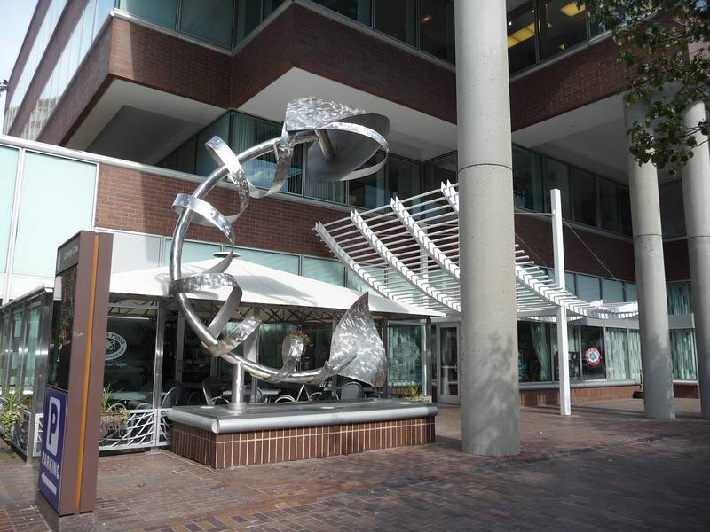 October 2, 2009 - Cambridge, Massachusetts.<br />Sculpture outside Legal Seafoods restaurant.