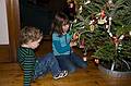 Dec. 23, 2009 - Christmas tree decorating party in Merrimac, Massachusetts.<br />Matthew watching Miranda hang a decoration.