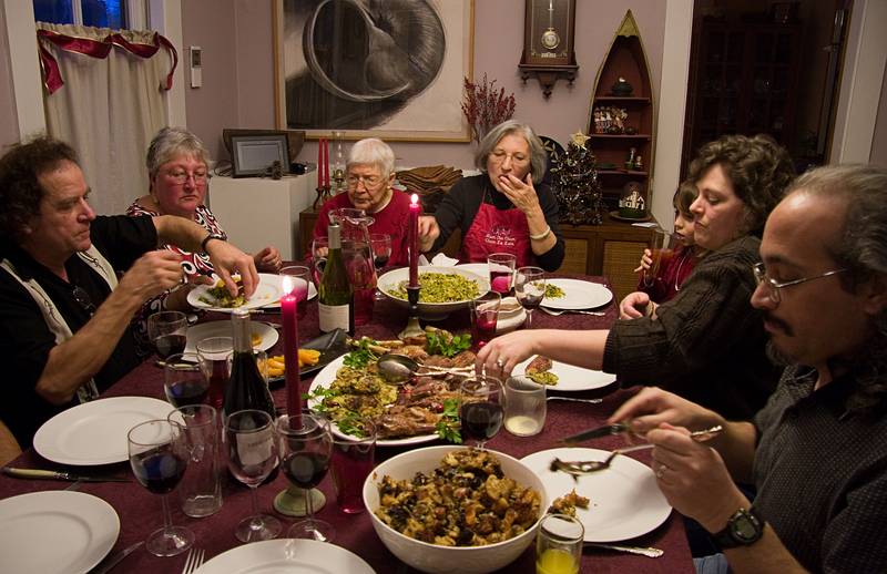 Dec. 25, 2009 - Merrimac, Massachusetts.<br />Paul, Norma, Marie, Joyce, Miranda, Holly, and Carl enjoying the goose and everything else.