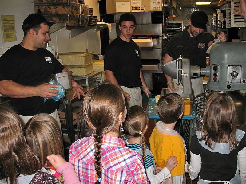 Dec. 26, 2009 - At Pizzeria Uno in Bellingham, Massachusetts.<br />Miranda's birthday party.<br />Miranda and friends being given the tour in the kitchen.