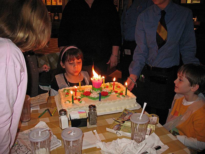 Dec. 26, 2009 - At Pizzeria Uno in Bellingham, Massachusetts.<br />Miranda's birthday party.<br />Miranda with birthday cake.