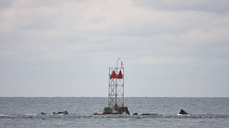 Dec. 31, 2009 - North end of Plum Island, Massachusetts.<br />North jetty at the mouth of the Merrimac River barely above water at high tide.
