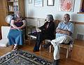 July 25, 2009 - El Cerrito, California.<br />At Sati's parents home.<br />Sargam and Joyce talking while Suman meditates.