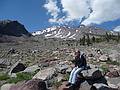 July 26, 2008 - Mount Shasta, California.<br />Joyce at end of paved road up Mt. Shasta.