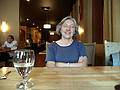 July 30, 2009 - Vernon, British Columbia, Canada.<br />Joyce at the Eclectic Med restaurant, which was very good.