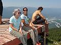 August 2, 2009 - Atop Mount Seven near Golden, British Columbia, Canada.<br />Joyce and Melody catching up on the latest events.