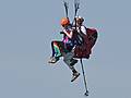 August 2, 2009 - Atop Mount Seven near Golden, British Columbia, Canada.<br />Tandem paragliidng.
