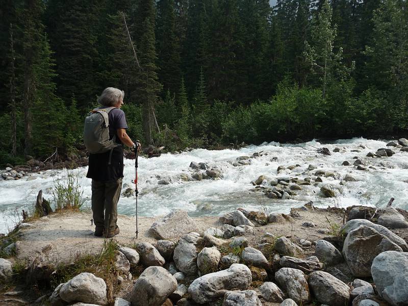 August 3, 2009 - Glacier National Park, British Columbia, Canada.<br />Joyce on the Great Glacier Trail.