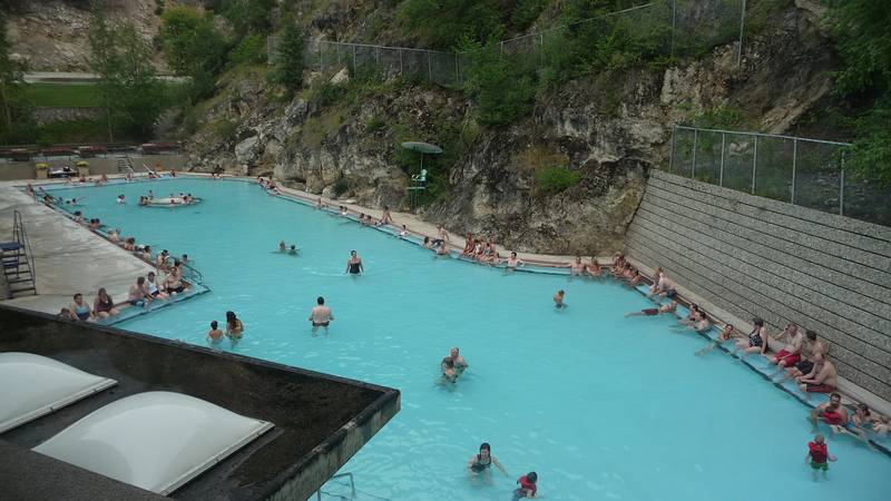 August 4, 2009 - Radium Hot Springs, Kootenay National Park, British Columbia, Canada.<br />Melody, Sati, Joyce, and I relaxed for about an hour in the hot pool (103 F).