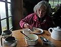 August 5, 2009 - Lake Louise area of Banff National Park, Alberta, Canada.<br />Joyce at Lake Agnes Tea House.