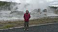 August 8, 2009 - Yellowstone National Park, Wyoming.<br />Joyce in front of the Grotto Geyser in the Old Faithful area.