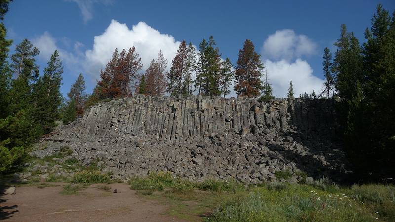 August 9, 2009 - Yellowstone National Park, Wyoming.<br />Columnar basalt at Sheepeater Cliff along Gardner River.
