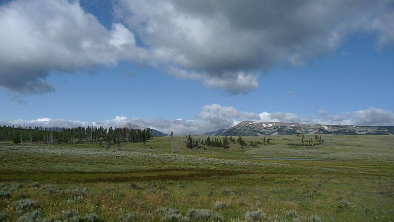 August 9, 2009 - Yellowstone National Park, Wyoming.<br />View west somewhere between Sheepeater Cliff and Mammoth Hot Springs.