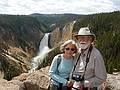 August 9, 2009 - Yellowstone National Park, Wyoming.<br />Lower Falls of Yellowstone River from Lookout Point.<br />Joyce and Egils.