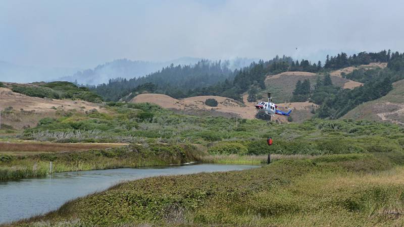 August 14, 2009 - Fighting a forest fire off CA-1 near Davenport, California.