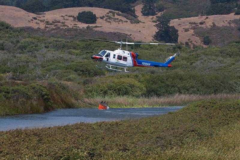 August 14, 2009 - Fighting a forest fire off CA-1 near Davenport, California.