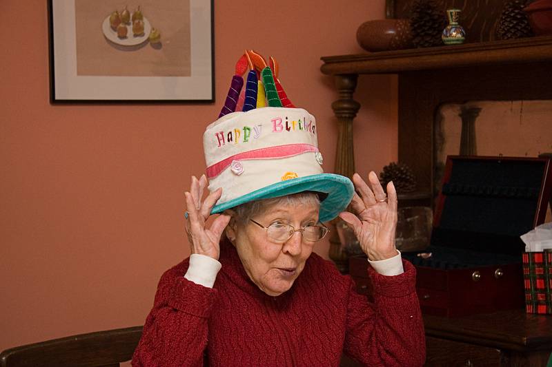 Jan. 17, 2010 - At Paul and Norma's in Tewksbury, Massachusetts.<br />Celebrating Marie's and Joyce's birthdays.<br />Marie in the birthday hat.