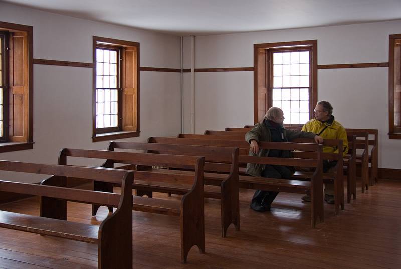 Jan. 10, 2010 - Hancock Shaker Village, Hancock, Massachusetts.<br />The men's side ot the meeting room.