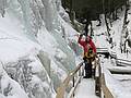 Feb. 15, 2010 - The Flume, Franconia Notch, New Hampshire.<br />Joyce and John H. at the upstream end of the gorge.